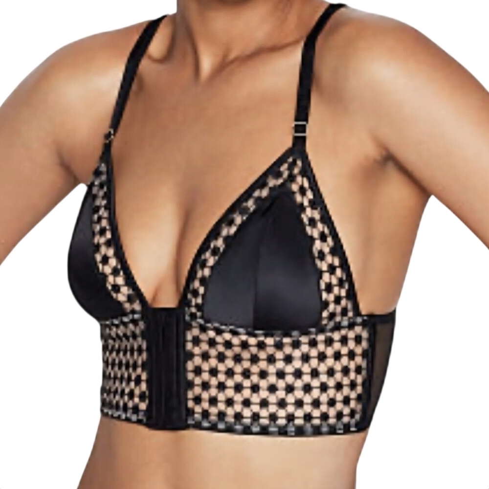 Victoria's Secret Luxe Lingerie Starburst Long Line Triangle Bra Black Medium. - Picture 3 of 10